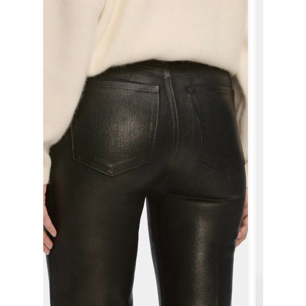 Frame Denim Le Sleek Straight Jean in Mood Ring Coated Black 28 - Picture 3 of 5